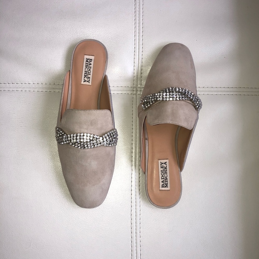 Badgley Mischka Suede Crystallized Slide